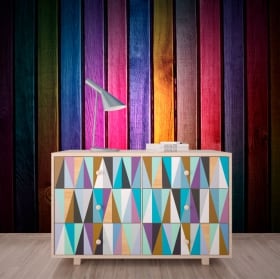 Fotomurales imitación madera multicolor