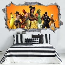 Vinilos 3d agujero pared videojuego fortnite