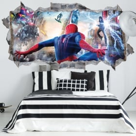Vinilos paredes spiderman 3d