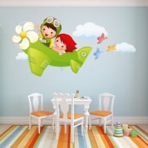Vinilos decorativos infantiles niños y avión
