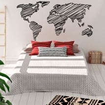 Vinilos decorativos y pegatinas mapamundi trazos