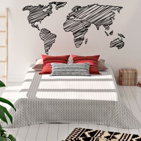 Vinilos decorativos y pegatinas mapamundi trazos