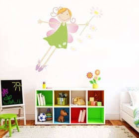 Vinilos y pegatinas infantiles hada con flores
