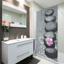 Vinilos decorativos mamparas de baños piedra zen