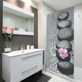 Vinilos decorativos mamparas de baños piedra zen