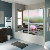 Vinilos mamparas de baños flor de loto