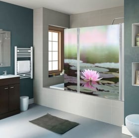Vinilos mamparas de baños flor de loto