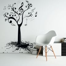 Vinilos y pegatinas árbol con notas de música