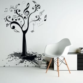 Vinilos y pegatinas árbol con notas de música