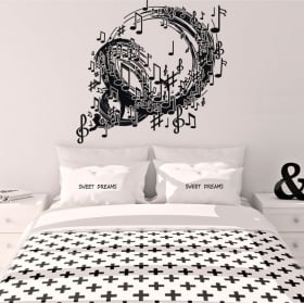 Vinilos decorativos espiral con notas de música