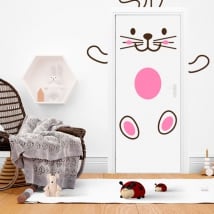 Vinilos para puertas conejo feliz