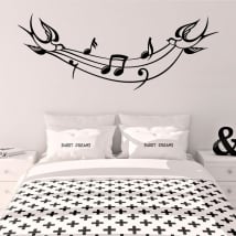 Vinilos decorativos pentagrama de música y pájaros