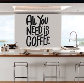 Vinilos y pegatinas cocina frase all you need is coffee