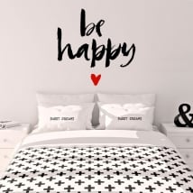 Vinilos y pegatinas frase be happy