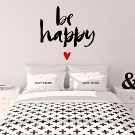 Vinilos y pegatinas frase be happy