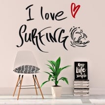 Vinilos decorativos frases i love surfing