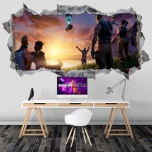 Vinilos agujero pared 3d fortnite