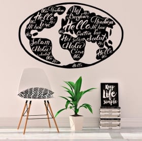 Vinilos y pegatinas mapamundi saludo varios idiomas
