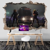 Vinilos agujero pared videojuego fortnite 3d