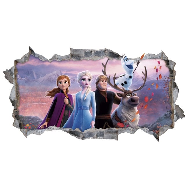 Vinilos disney frozen 3d agujero pared