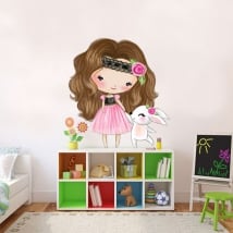 Pegatinas de vinilos infantiles niña y conejo