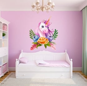 Vinilos y pegatinas infantiles unicornio acuarela