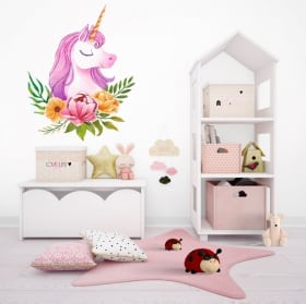 Vinilos infantiles o juveniles unicornio acuarela