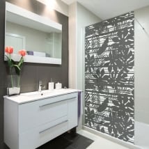 Vinilos mamparas de baños hojas tropicales y líneas