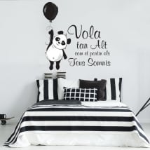 Vinilos frases en catalán oso panda vuela alto