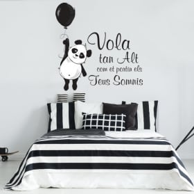 Vinilos frases en catalán oso panda vuela alto