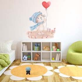 Vinilos y pegatinas gato con globo de corazón