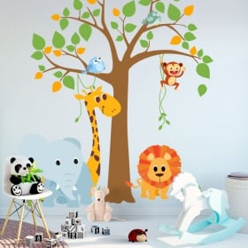 Vinilos y pegatinas infantiles árbol con animales