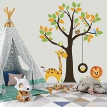 Vinilos y pegatinas árbol con animales infantiles