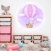 Vinilos y pegatinas infantiles elefante en el globo