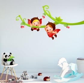 Pegatinas rama de árbol y mariquitas infantiles