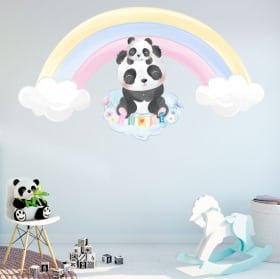 Pegatinas de vinilos infantiles osos panda y arcoíris