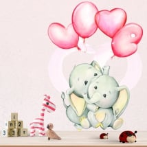 Vinilos y pegatinas elefantes con globos love