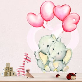 Vinilos y pegatinas elefantes con globos love