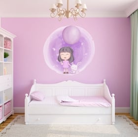 Vinilos decorativos y pegatinas niña con conejo