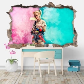 Vinilos 3d harley quinn aves de presa