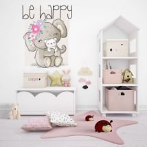 Vinilos y pegatinas infantiles animales be happy
