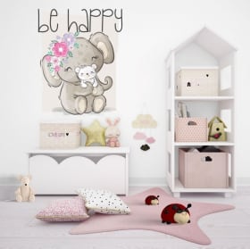 Vinilos y pegatinas infantiles animales be happy