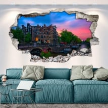 Vinilos agujero pared 3d café papeneiland amsterdam