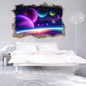 Vinilos pared 3d colores del espacio estelar