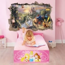 Vinilos y pegatinas disney agujero 3d la bella y la bestia