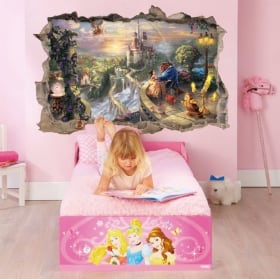 Vinilos y pegatinas disney agujero 3d la bella y la bestia