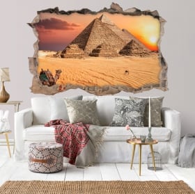 Vinilos paredes 3d atardecer egipto pirámides de giza