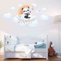 Vinilos y pegatinas para bebé osos pandas en la luna