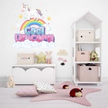Vinilos y pegatinas unicornio en el arcoíris