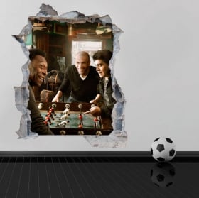 Vinilos decorativos 3d fútbol maradona con pelé y zidane